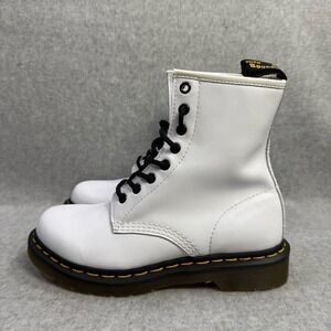 Dr. Martens Boots Womens 7 White Lace Up Leather Combat Platform Docs 1460 NEW